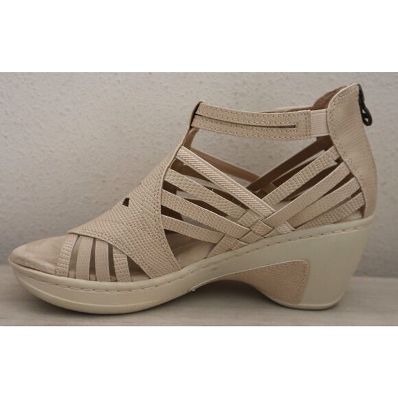 JBU x Jambu Women's Sz 7.5M Taupe/Beige Lizard Embossed Rowan Wedge Sandals - Picture 5 of 13